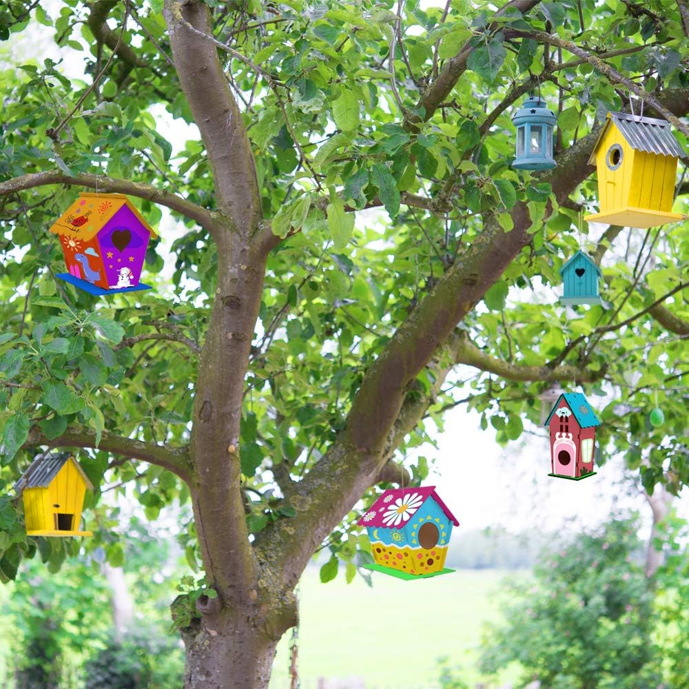 hapray 4 Pack Bird House Craft Kit, DIY Birdhouse for Kids to Build & Paint