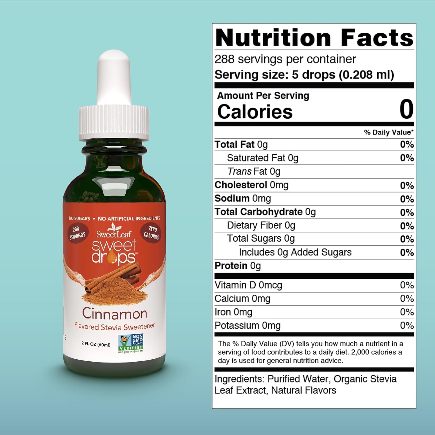SweetLeaf Stevia Drops Liquid Sweetener, Cinnamon - 2 Fl Oz, Pack of 1 | Sweet Drops, Organic Stevia Leaf Extract, Zero Calorie, No Erythritol, Sugar Substitute, With Dropper
