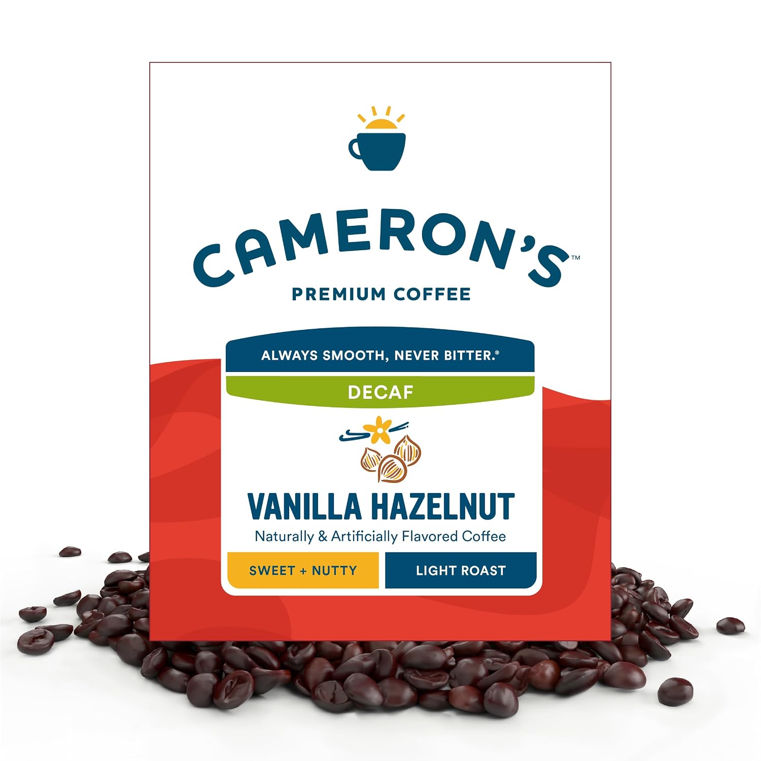 Cameron's Coffee Roasted Whole Bean Coffee, Flavored, Vanilla Hazelnut, 4 Pound