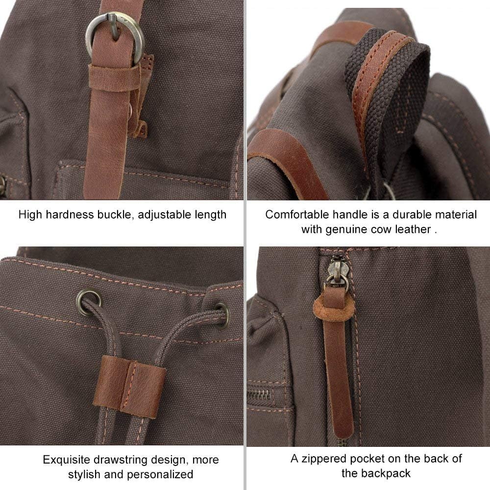 AUGUR High Capacity Canvas Vintage Backpack - for School College Hiking Travel 12-17" Laptop
