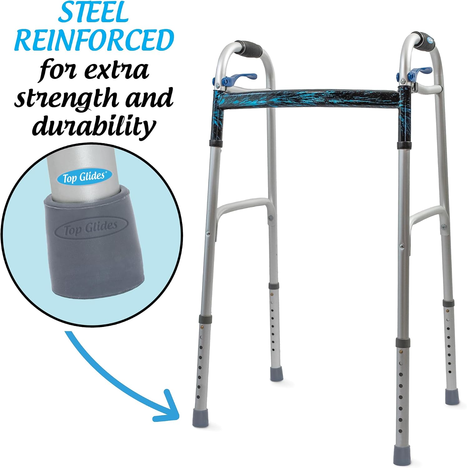 Steel-Reinforced Walker Glide Tips (Gray, 1 1/8")