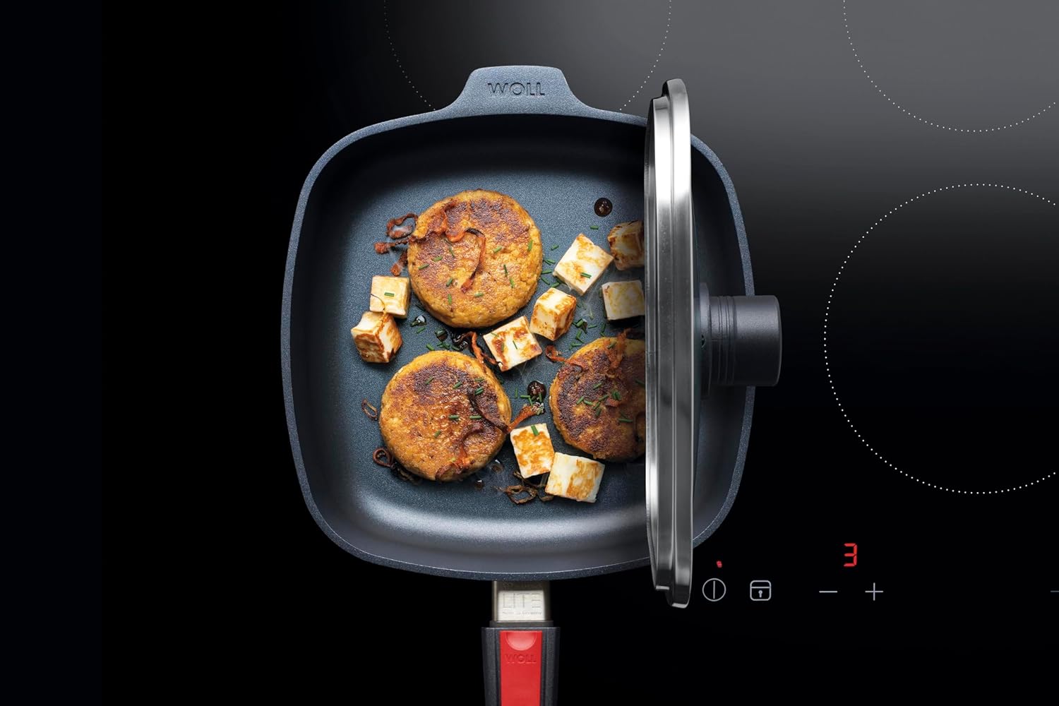Woll Diamond Lite Cast Iron Frying Pan Square Induction 26 x 26 cm Height 6 cm with Removable Handle Suitable for All Types of Cookers Non-Stick Cast Aluminium