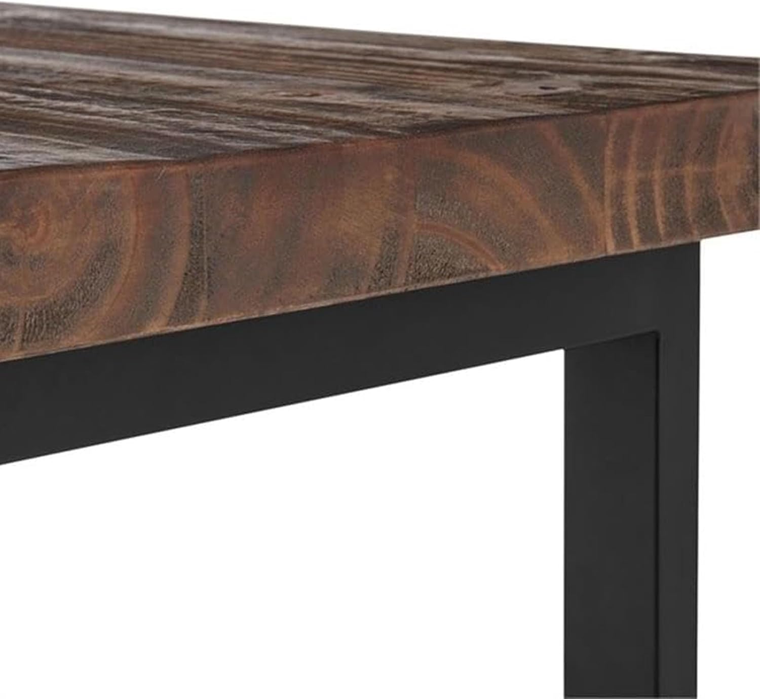 Alaterre Furniture Pomona Solid Wood 2-Tier End Table, Rustic Brown, 27” | Nightstand with Storage Shelf and Metal Legs, Industrial Farmhouse Chair Side Table for Living Room or Bedroom