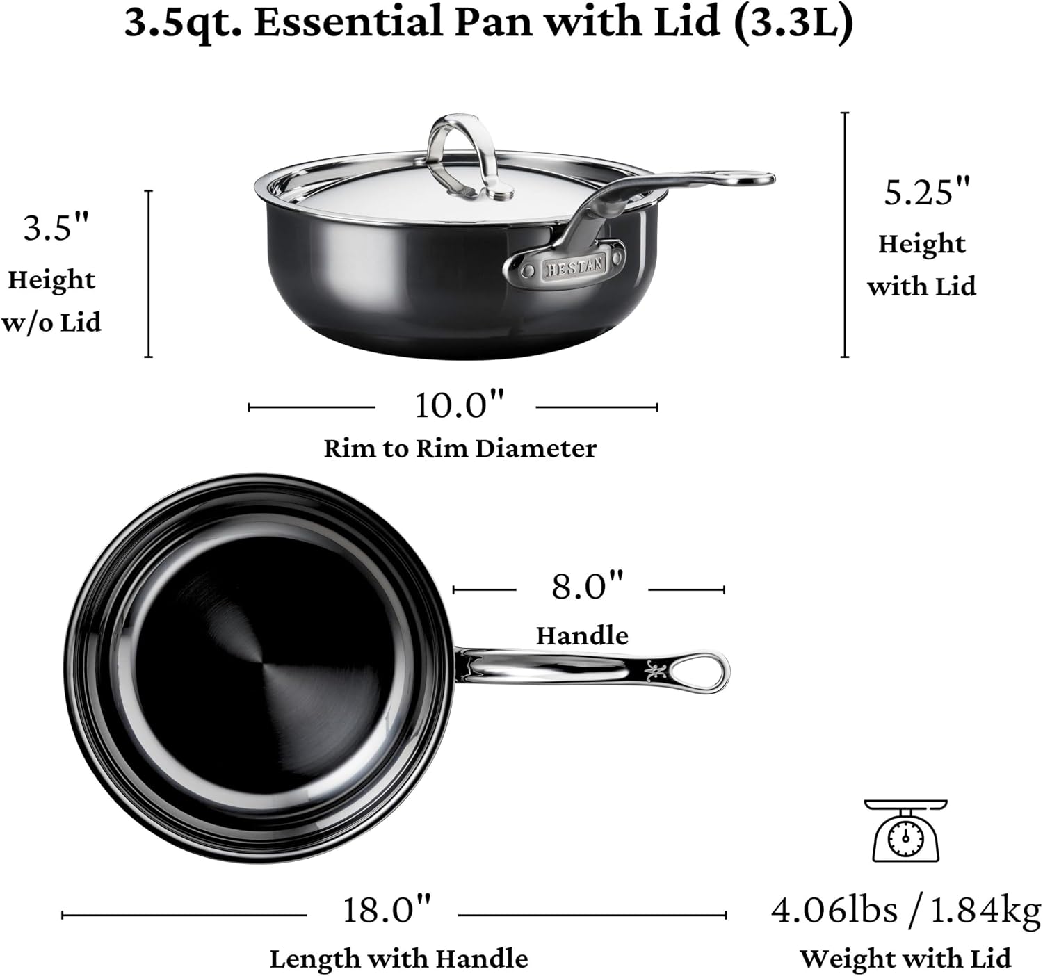 Hestan - NanoBond Collection - Titanium All-In-One Pan, Induction Cooktop Compatible, 3.5 Quart