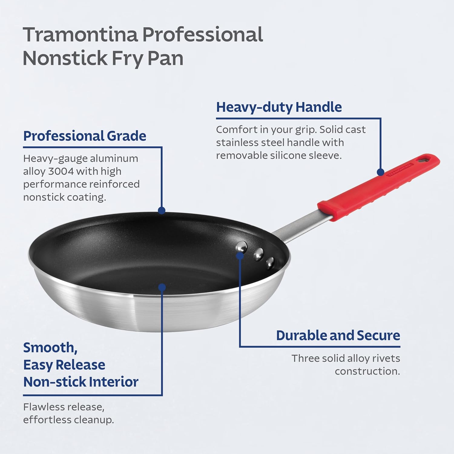 Tramontina Professional 8-Inch Non Stick Small Frying Pan | Heavy-Gauge Aluminum Skillet with Reinforced Nonstick Coating, Red Handle, Dishwasher and Oven Safe, Made in Brazil