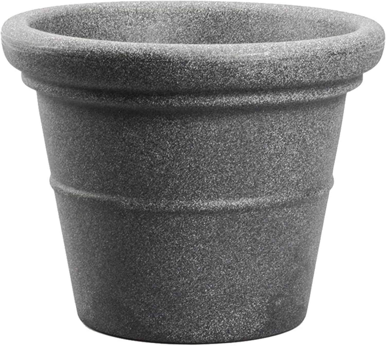 The HC Companies Terrazzo Large Round Plastic Plant Pot w/Rolled Rim - Lightweight & UV Resistant Gardening Pot for Herbs & More - Outdoor & Indoor Plant Pots w/Drainage (17” Black)