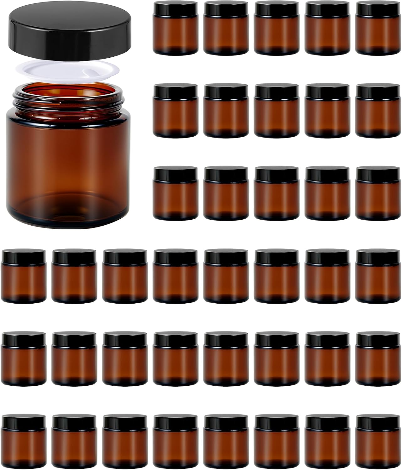 2 oz Glass Jars with Lids, Hoa Kinh 24 Pack Clear Small Cosmetic Glass Jars