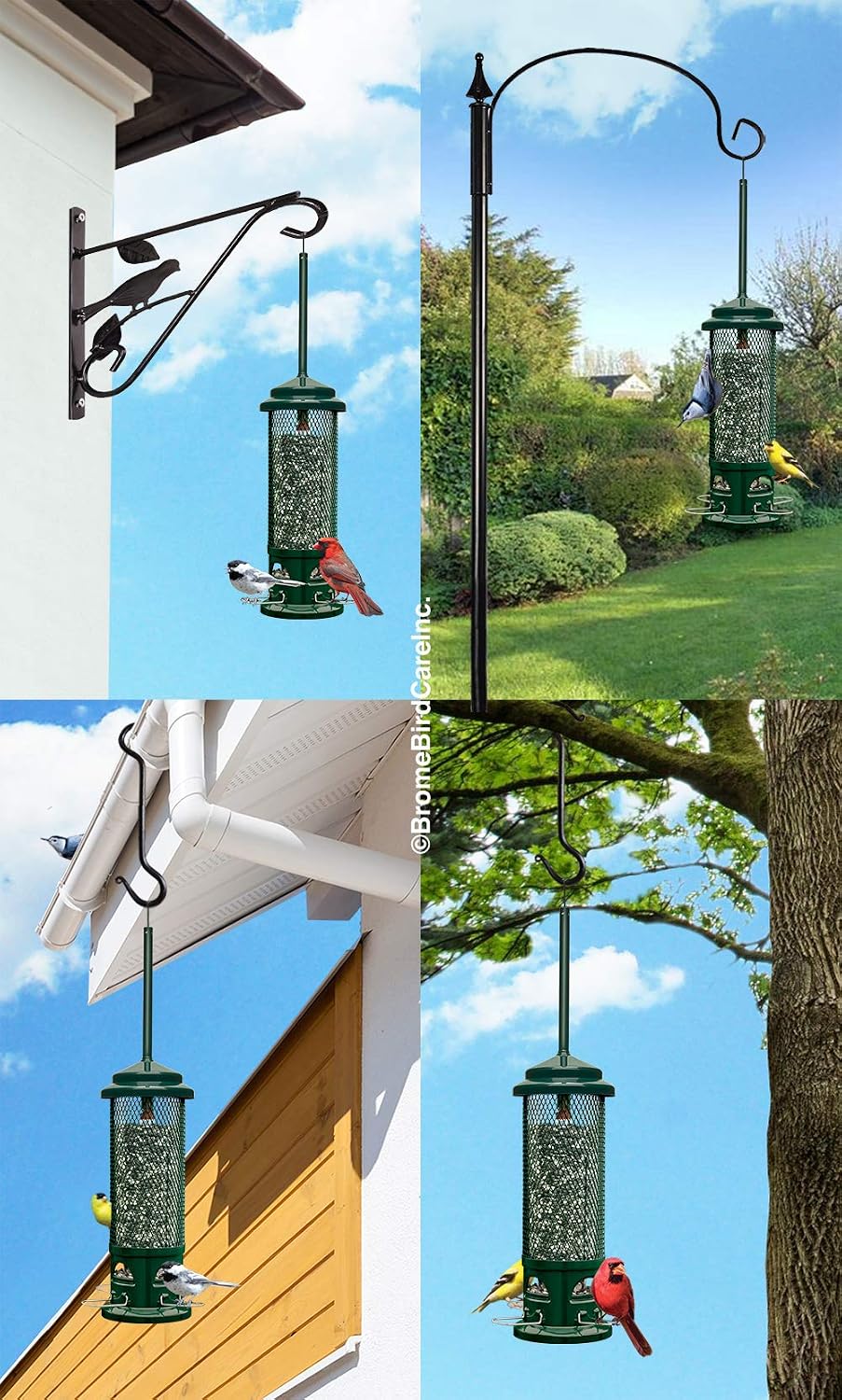 Squirrel Buster Legacy Squirrel-Proof Bird Feeder for Wild Birds – 4 Metal Removable Perches, 2.6 lb Seed Capacity, Chew-Proof Design, Easy to Clean, Green | Four removable metal perches, chew-proof construction, tool-free cleaning