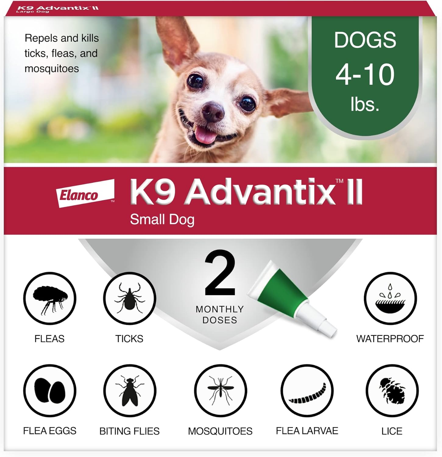 K9 Advantix II Small Dog Vet-Recommended Flea, Tick & Mosquito Treatment & Prevention | Dogs 4-10 lbs. | 6-Mo Supply