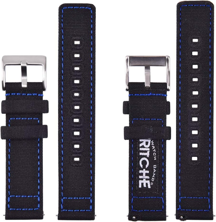 Ritche Christmas Gift Canvas Vintage Quick Release Watch Band 18mm 20mm 22mm 24mm Replacement Watch Straps for Men Women, White Elephant Gifts, Stocking Stuffers for Men, Father's Day gifts