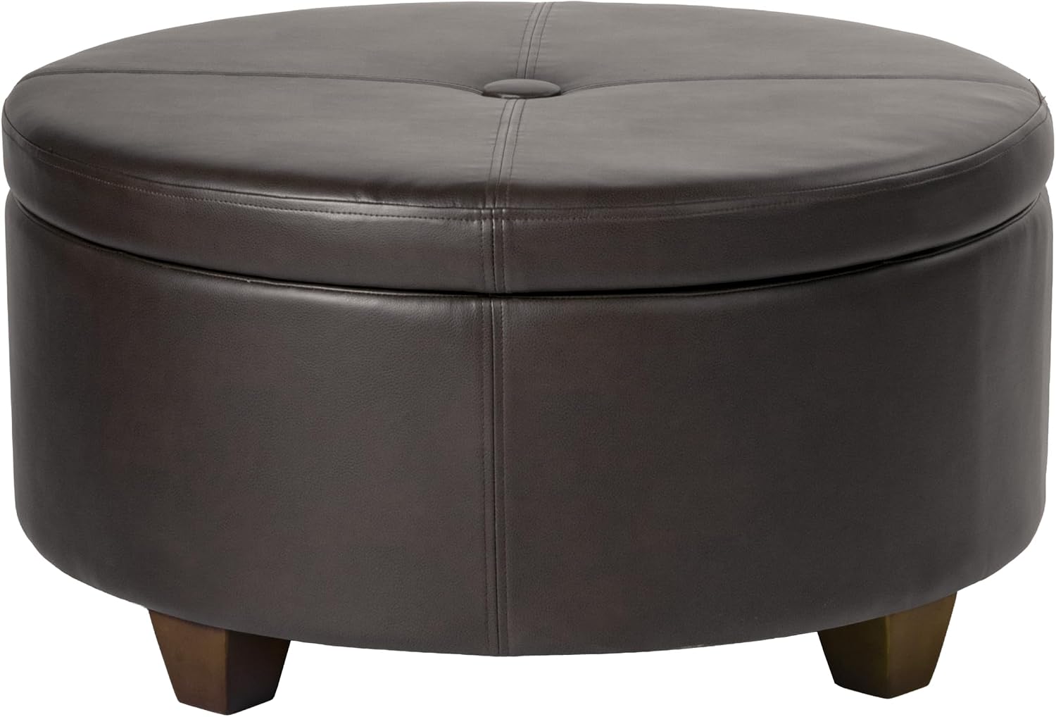 HomePop 24" Large Leatherette Storage Ottoman - Distressed Brown Faux Leather