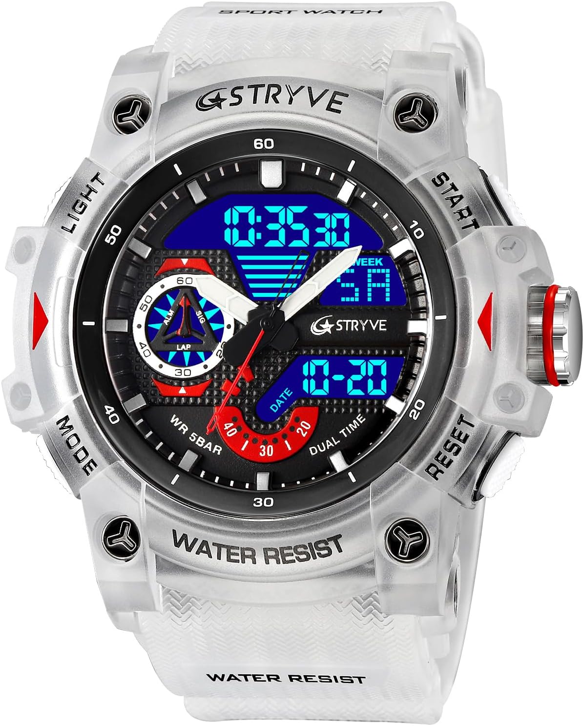 Gosasa Men's Large Face Outdoor Sports Watches Military S-Shock Watch Waterproof, Backlight, Alarm, Stopwatch Features - Rugged Wristwatch for Training, Hiking, and Adventure