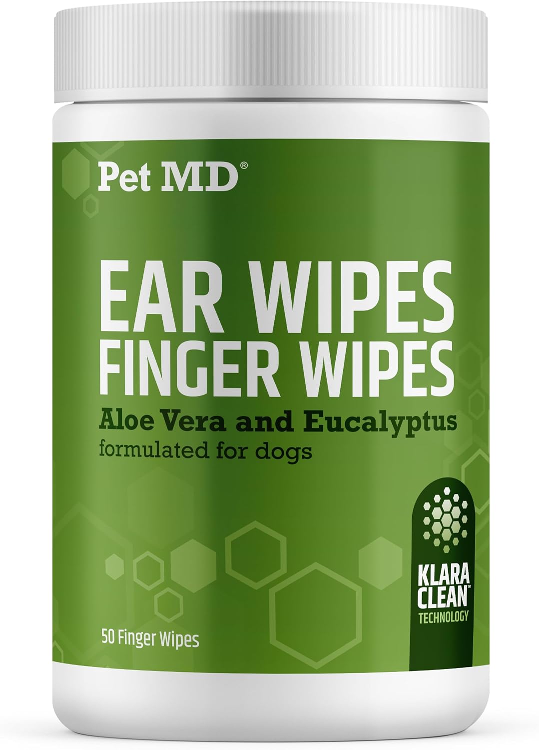 Pet MD Dog Ear Cleaning Wipes – Otic Cleanser for Dogs - 100 ct | Soothing Ear Care with Aloe Vera & Eucalyptus, Regular Wipes