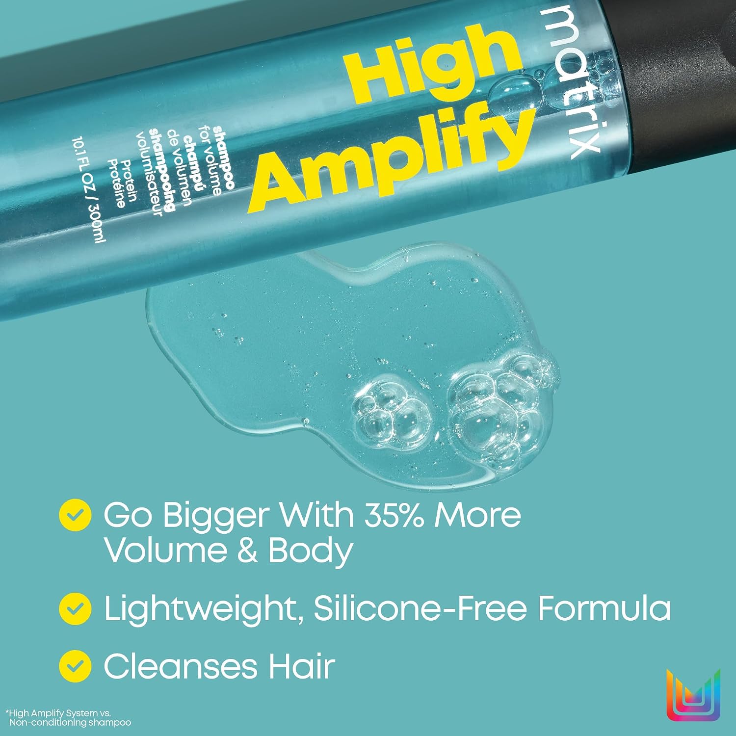 Matrix High Amplify Volumizing Shampoo - Instant Lift, Lasting Volume & Strengthening, Silicone-Free, Boost Structure in Fine, Thin & Limp Hair