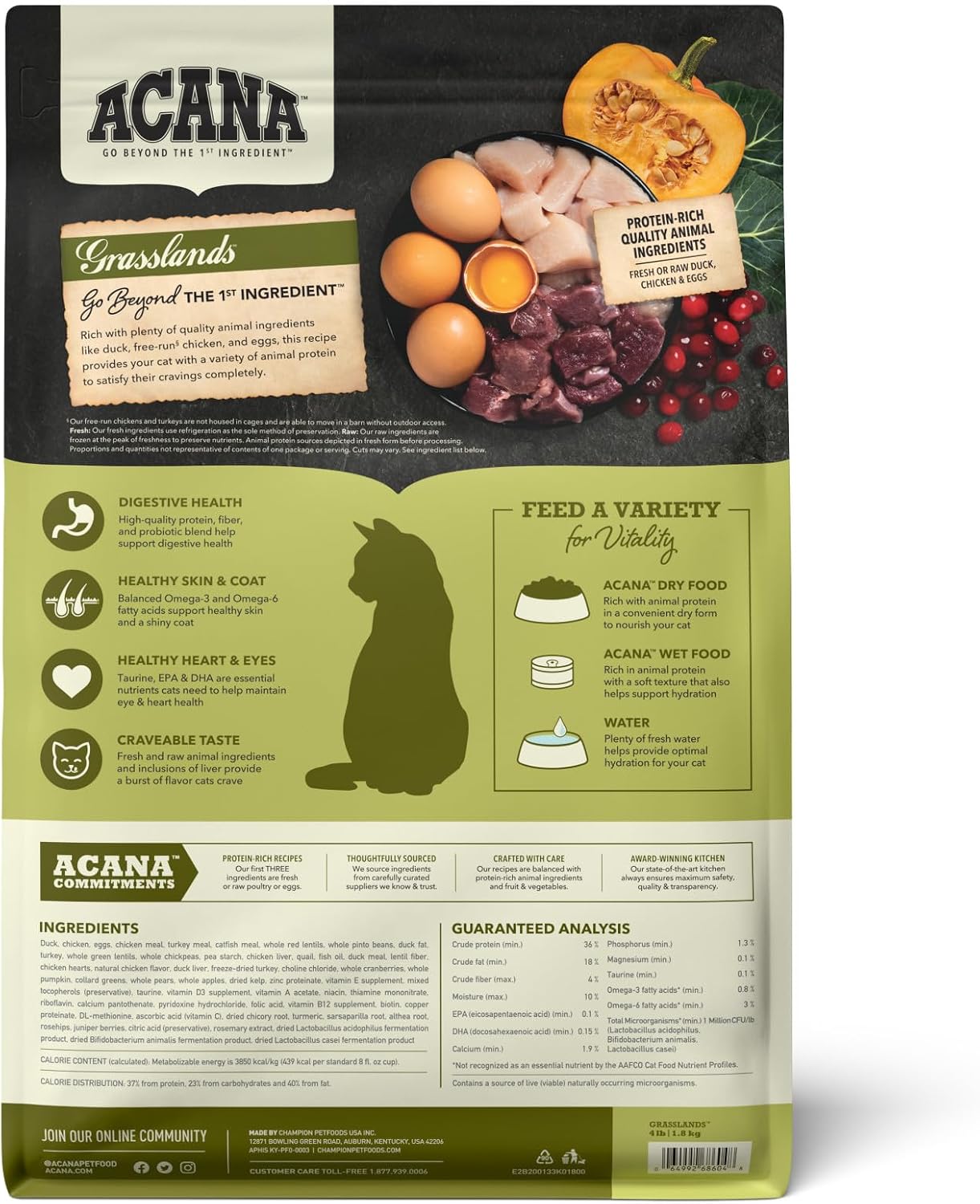 ACANA Grain-Free Dry Cat Food Meadowlands Recipe 4lb Bag