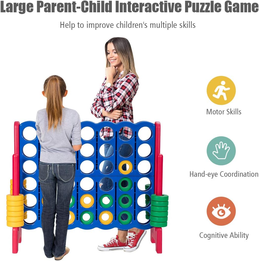 Costzon Giant 4-in-A-Row, Jumbo 4-to-Score Giant Game Set for Kids & Adults, Indoor Outdoor Yard Connect Game
