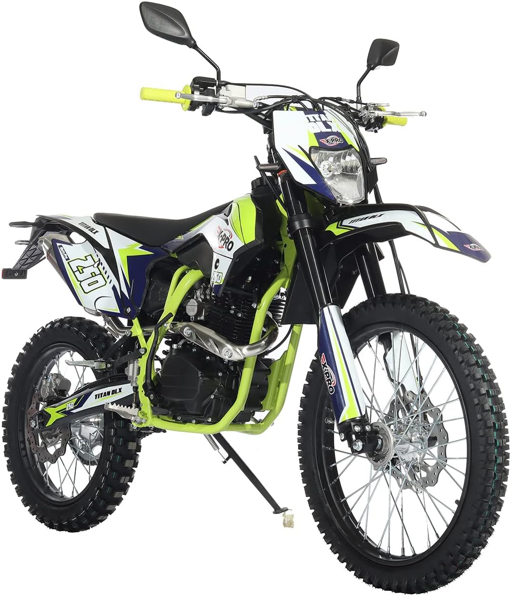 X-PRO Titan DLX 250cc Gas Dirt Bike Pit Bike Adult Bike,Big 21"/18" Wheels, Zongshen Engine! (Green)