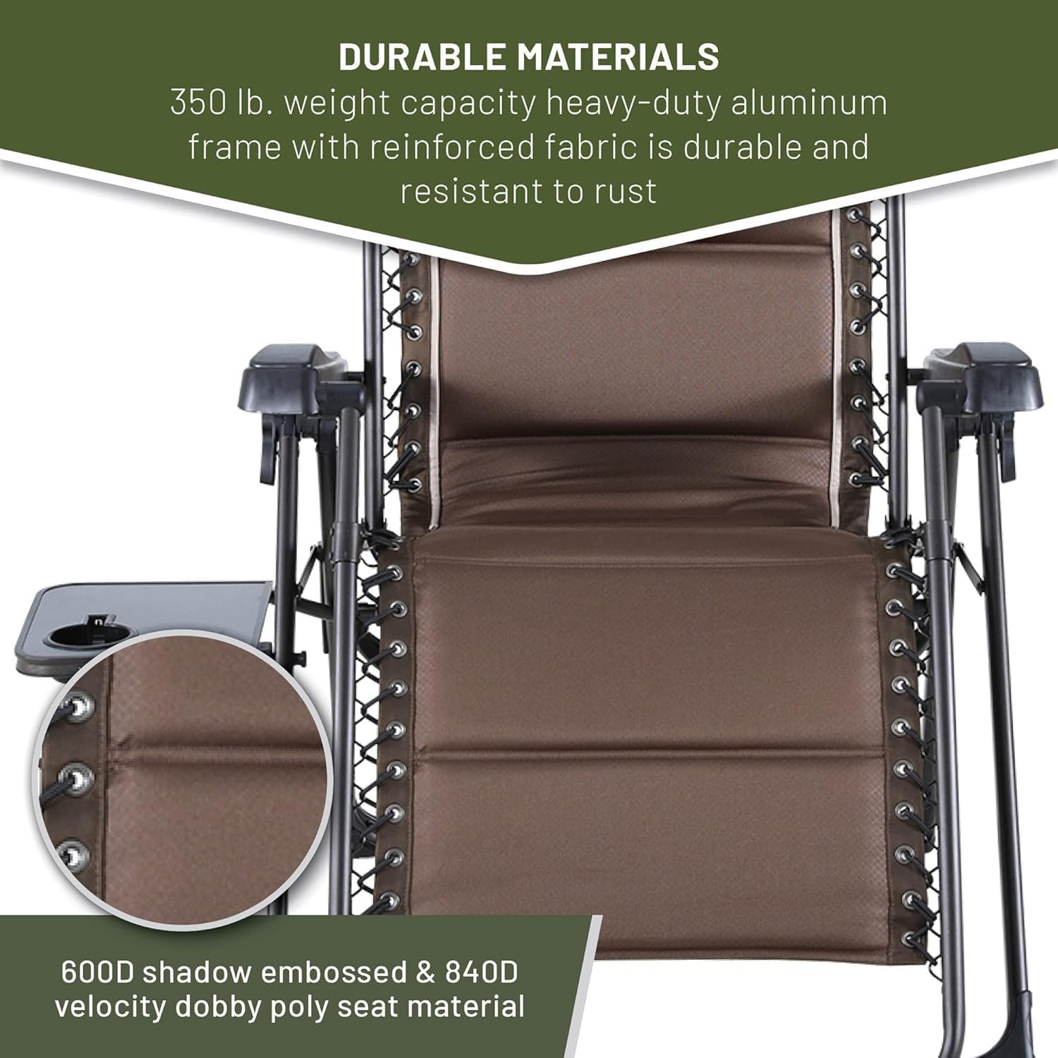 TIMBER RIDGE Zero Gravity Chairs, Folding Recliner Chair Padded with Cup Holder and Headrest
