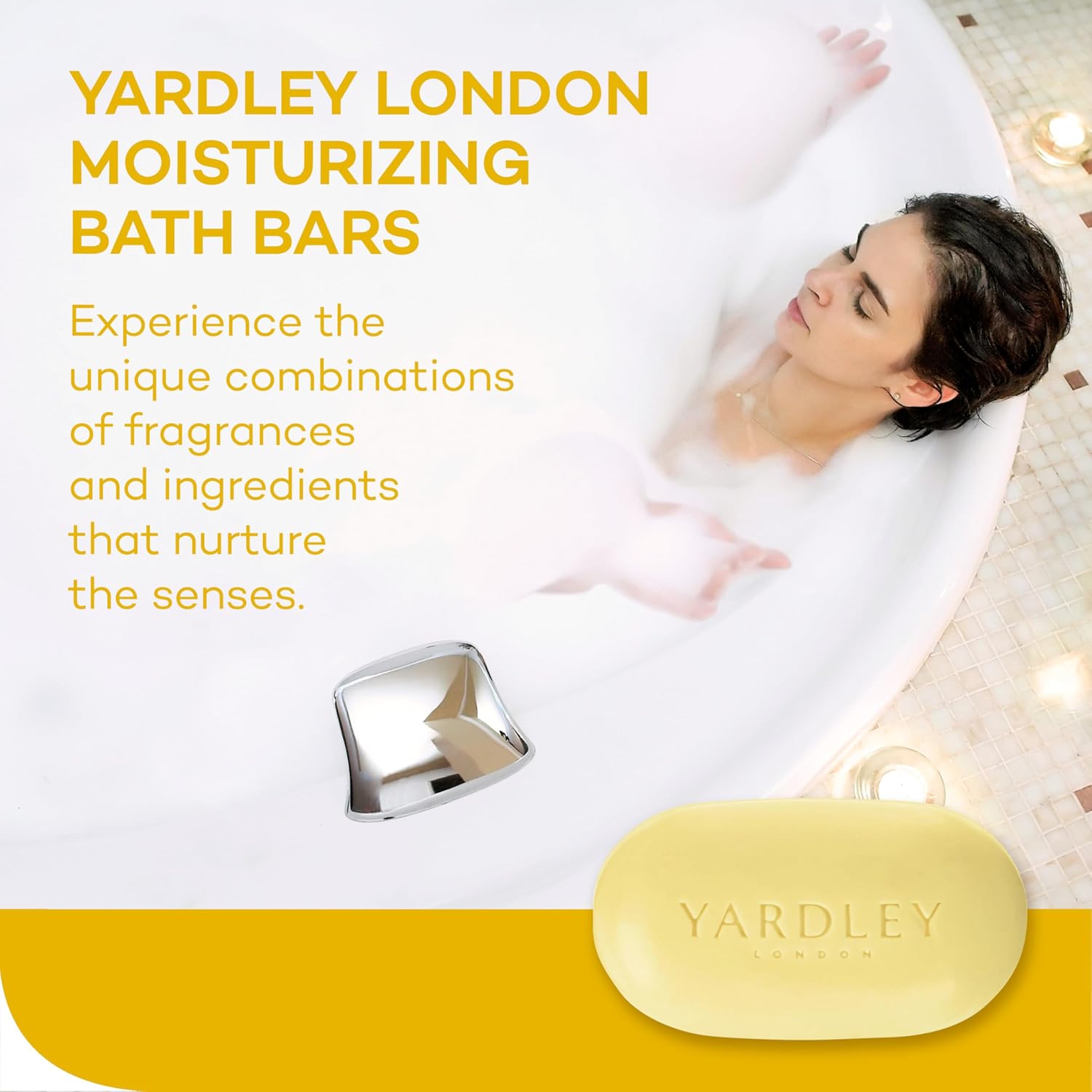 Yardley London Lemon Verbena Naturally Moisturizing Bath Bar, 4.25 ounce