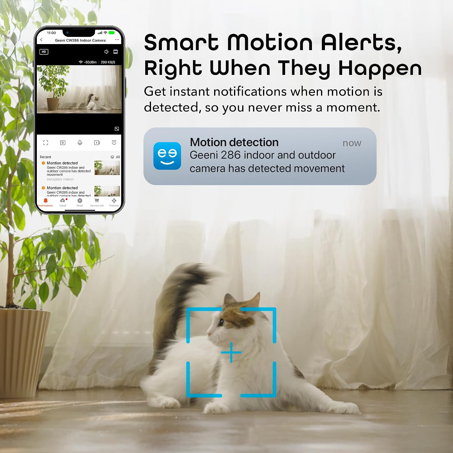 Geeni Mini 1080P Indoor/Outdoor Security Camera 2-Pack, Smart WiFi Cameras with Motion & Sound Detection, Night Vision, 2-Way Audio