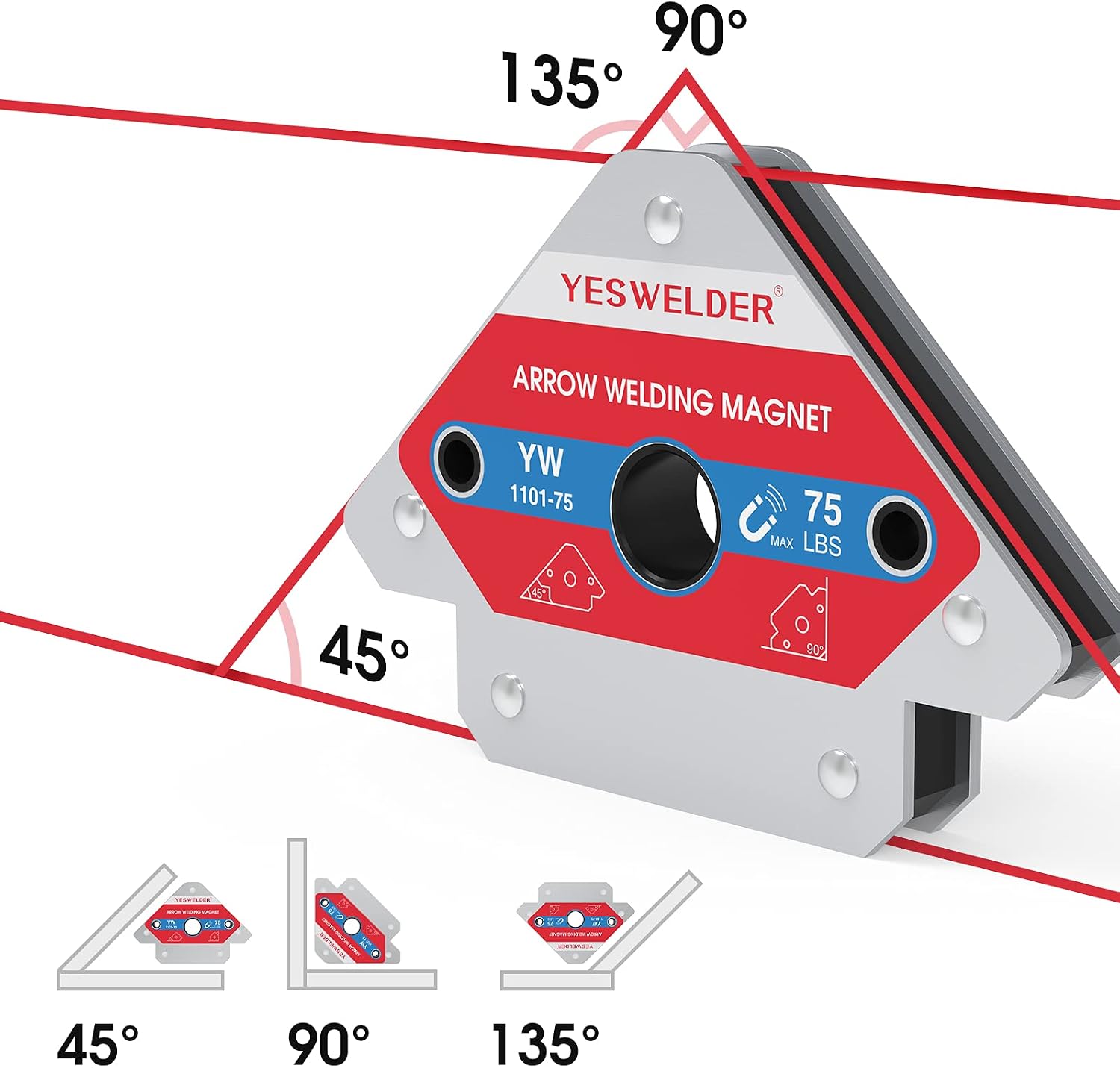 YESWELDER 4-Pc Welding Magnet Set, 50 lb Holding Power Welding Accessories