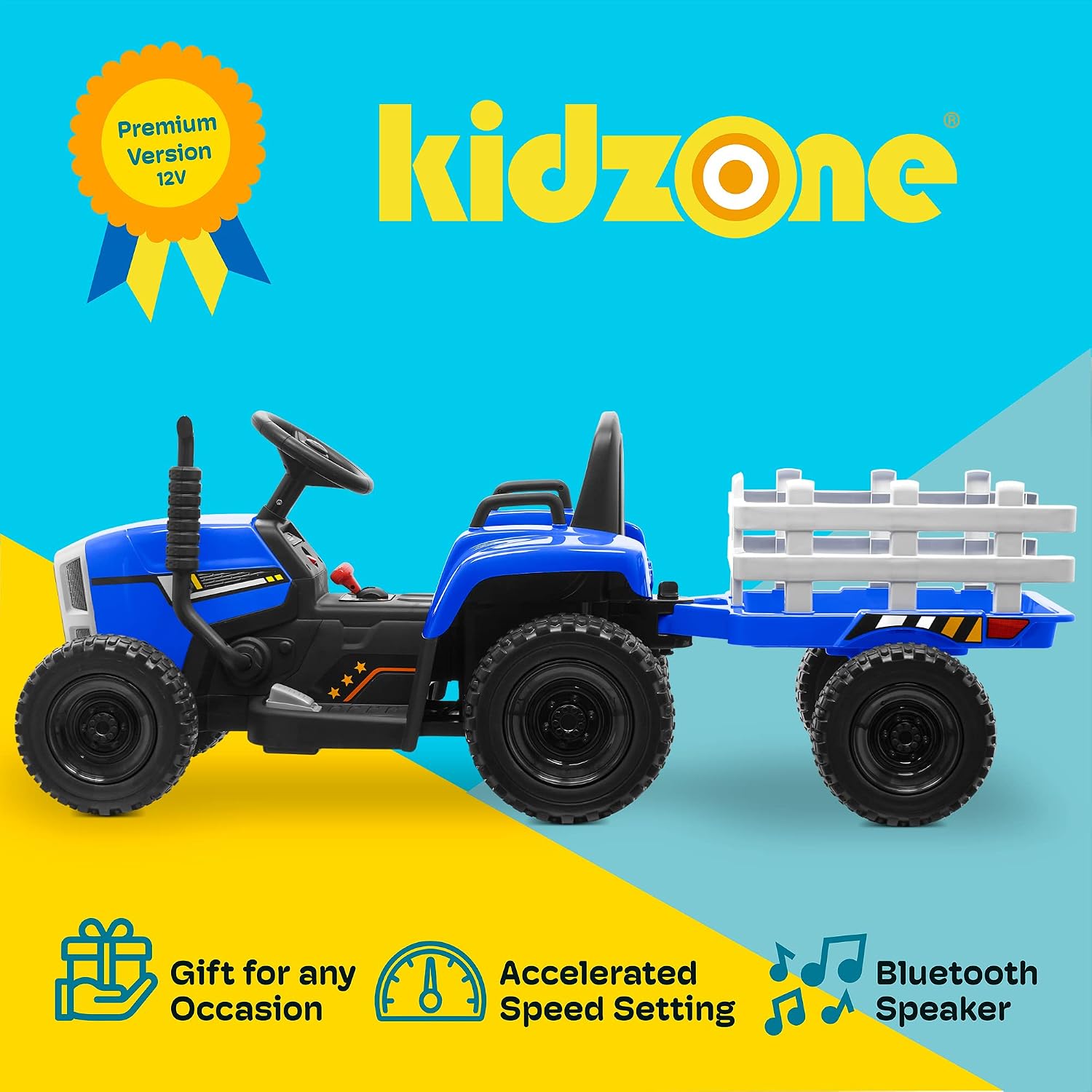 Kidzone 12V 7Ah Premium Electric Tractor Ride On Toy, Green