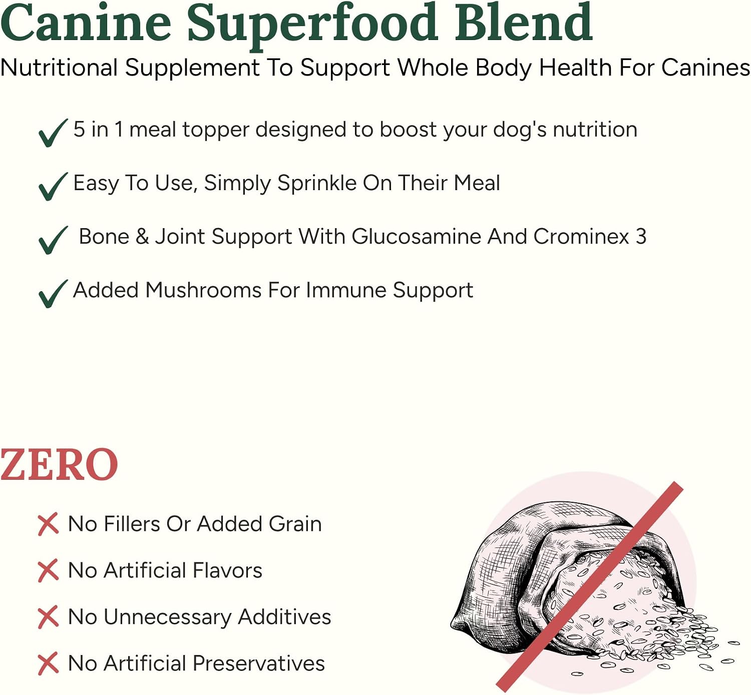 360 Pet Nutrition Canine Superfood Boost – All Life Stage Dog Meal Topper & Supplement, Supports Joint, Digestive & Immune Health, 30 Servings