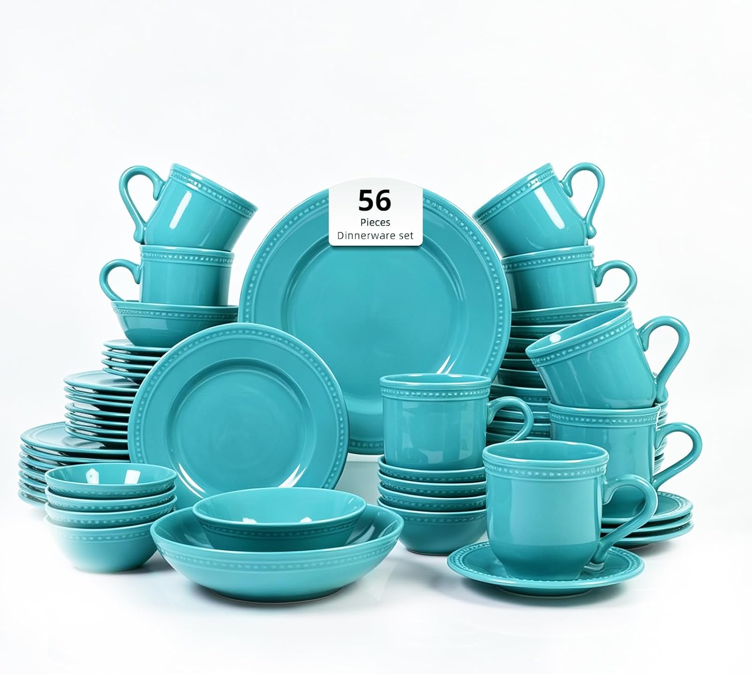 HomeVSS 20-Piece Pearl Dots Stoneware Dinnerware Set, Pink, Service for 4