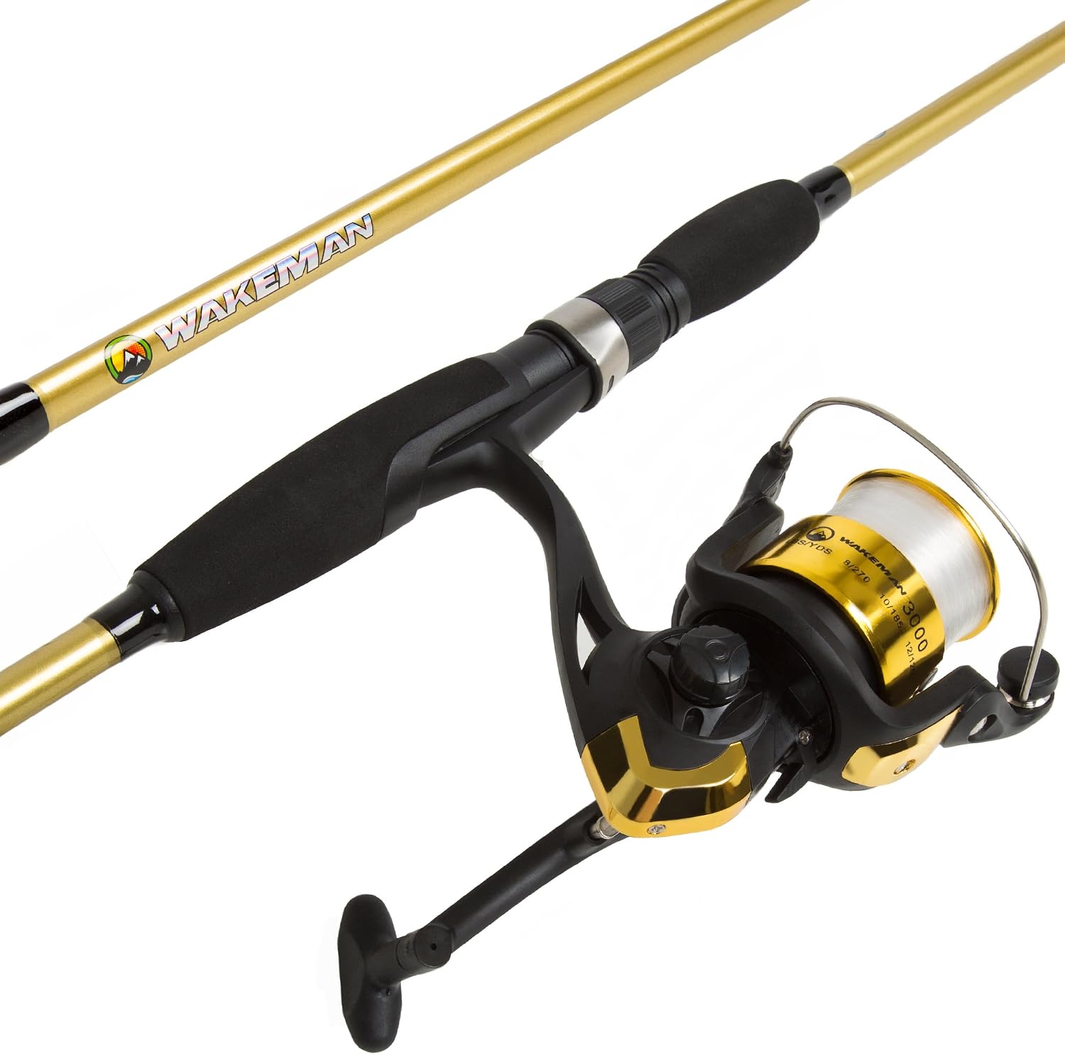 Fiberglass Fishing Pole - Strike Series 78-Inch Collapsible Rod and Spinning Reel Combo, EVA Handle, Pre-Spooled Reel, Fishing Gear for Catching Walleye, Bass, Trout, and More by Wakeman