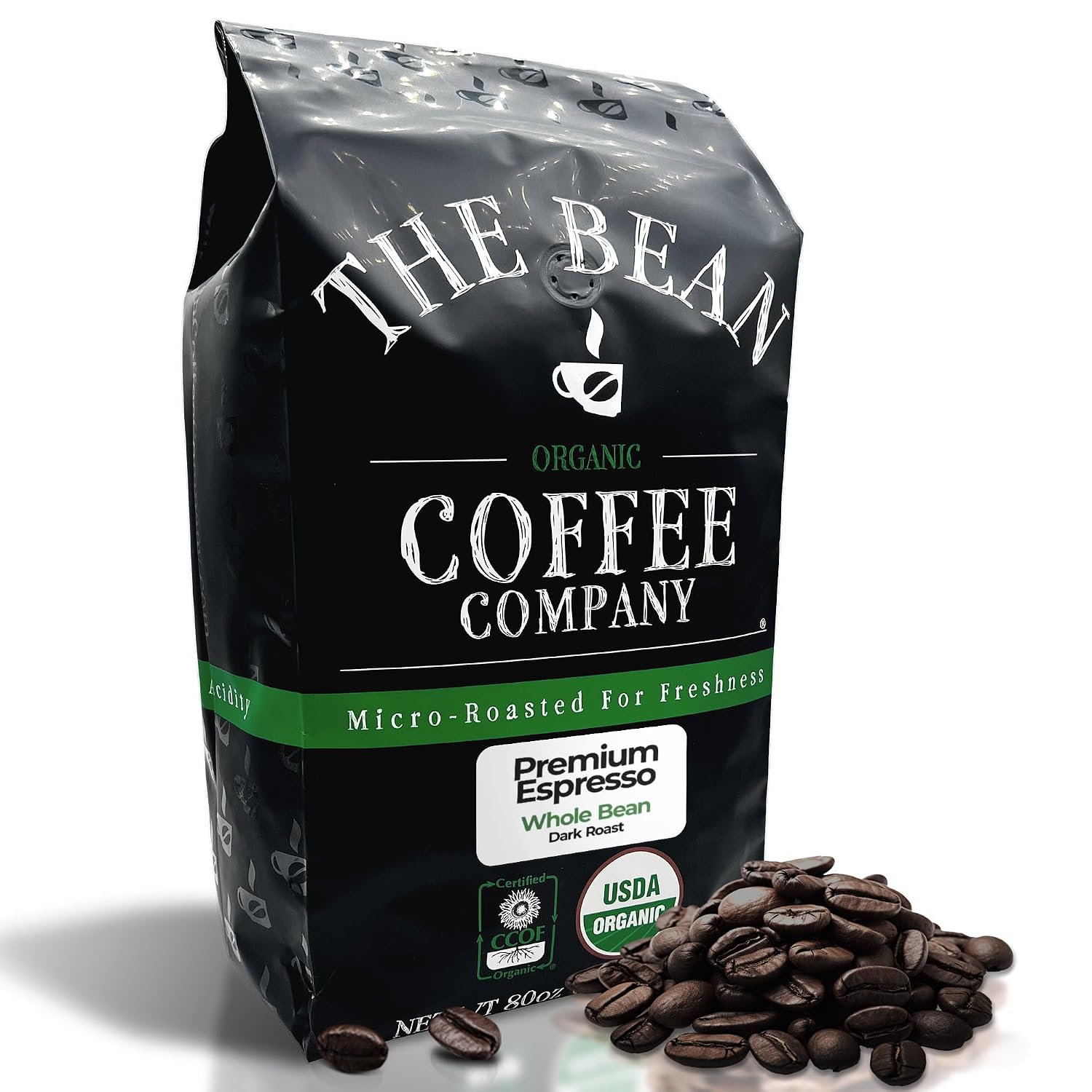 The Bean Organic Coffee Company Le Bean, Dark French Roast, Whole Coffee, 16-Ounce Bag