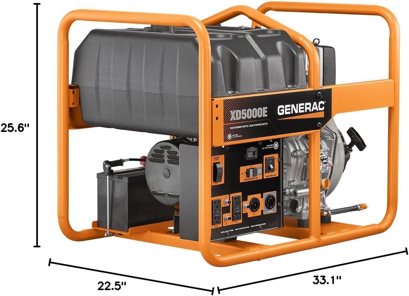 Generac 6864 XD5000E 5000-Watt Diesel-Powered Portable Generator - Ideal for Emergency Backup Power and Job Sites - Reliable Power for Demanding