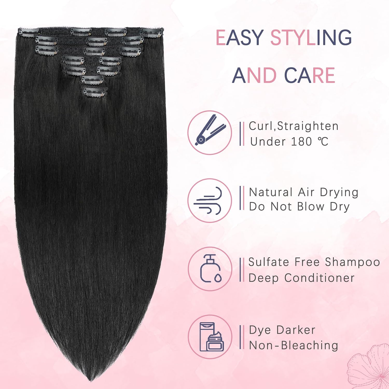 22" Clip in Human Hair Extensions Full Head 200g 10 Pieces 22 Clips Light Brown Double Weft Brazilian Real Remy Hair Extensions Thick Straight (22"