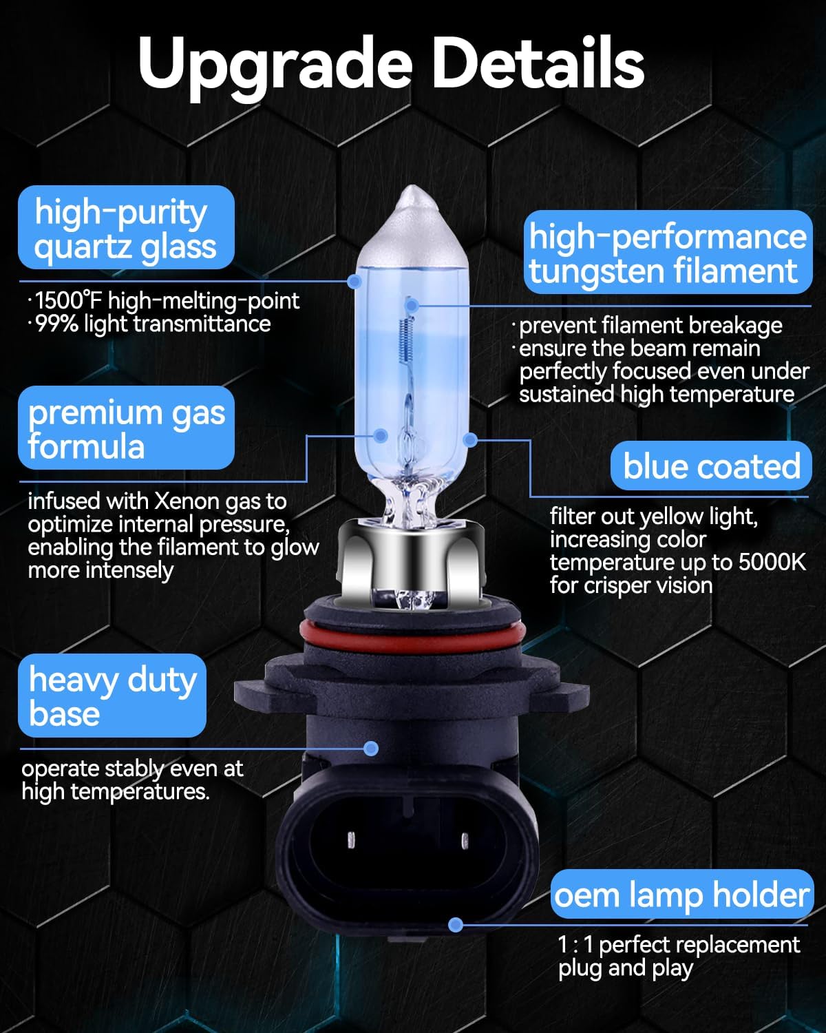NEWBROWN H11 Headlight Bulb Halogen 5000K Super White Light Long Life Replacement PGJ19-2 12V/55W (H11, 2 Pack)