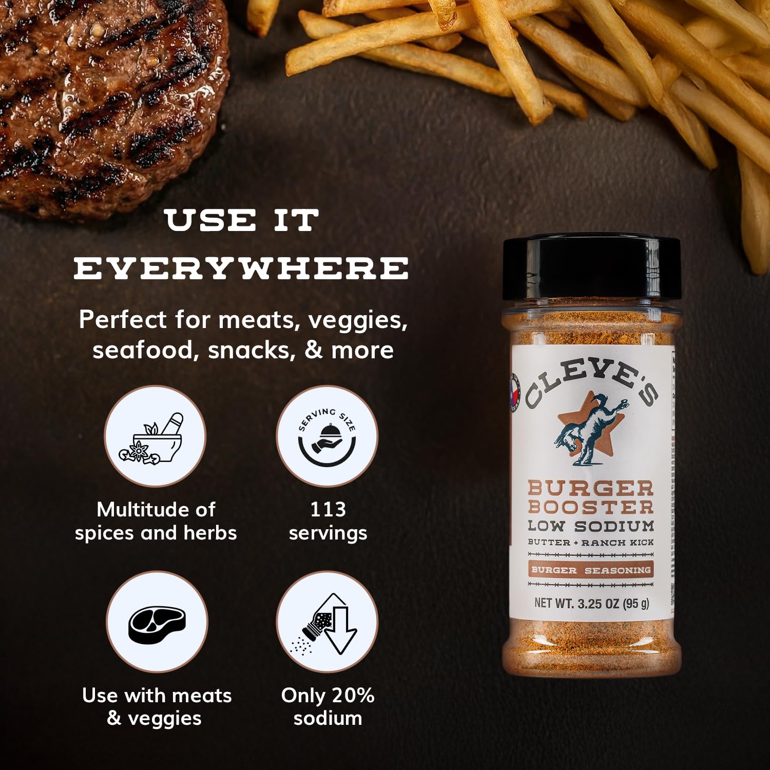 Cleve's Gourmet, Steak Seasoning for Grilling & Cooking, Steak Rub with Smoky Charred Flavor, Prime Rib Seasoning & Beef Seasoning, (Small, Cowboy Charcoal Steak Seasoning)