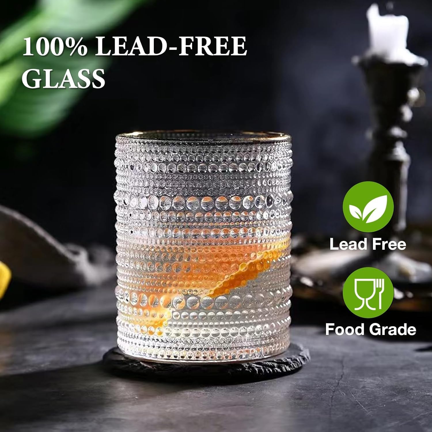 Hlukana Vintage Hobnail Drinking Glasses Set of 8, 12 oz Highball Glasses & 10 oz Cocktail Glasses Set, Kitchen Water Glasses Cup