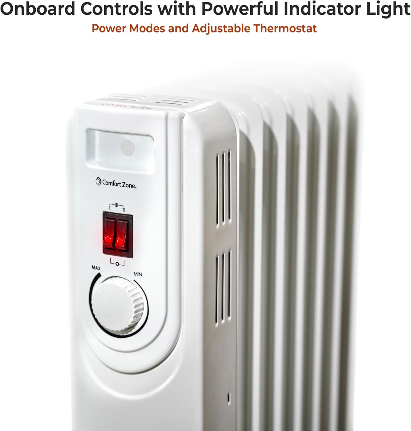 Comfort Zone Electric Oil-Filled Radiant Radiator Space Heater, Never Refill, Adjustable Thermostat, Tip-Over Switch & Overheat Protection System
