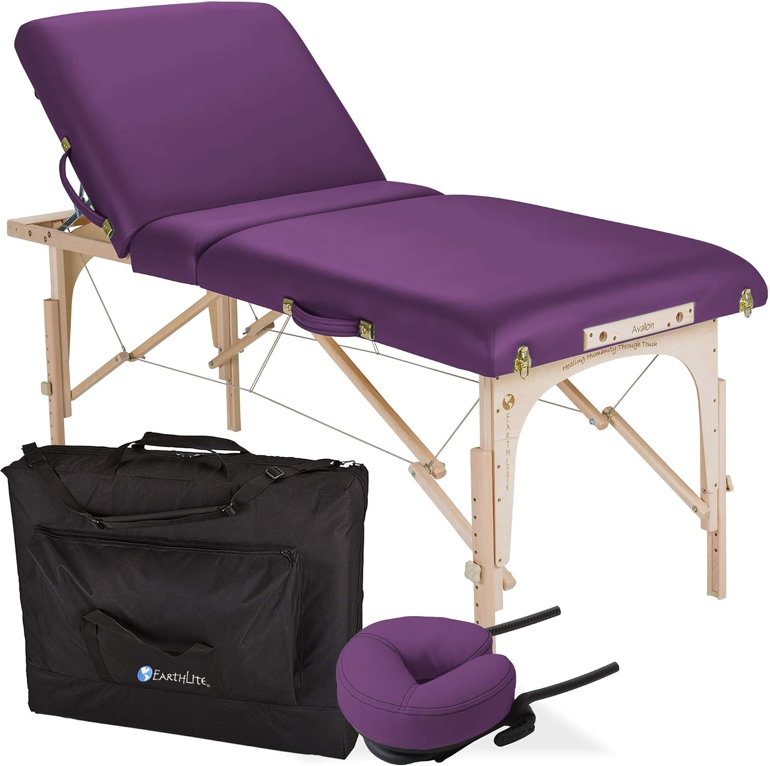 EARTHLITE Portable Massage Table Package AVALON – Reiki Endplate, Premium Flex-Rest Face Cradle & Strata Cushion, Carry Case (30”x73”)