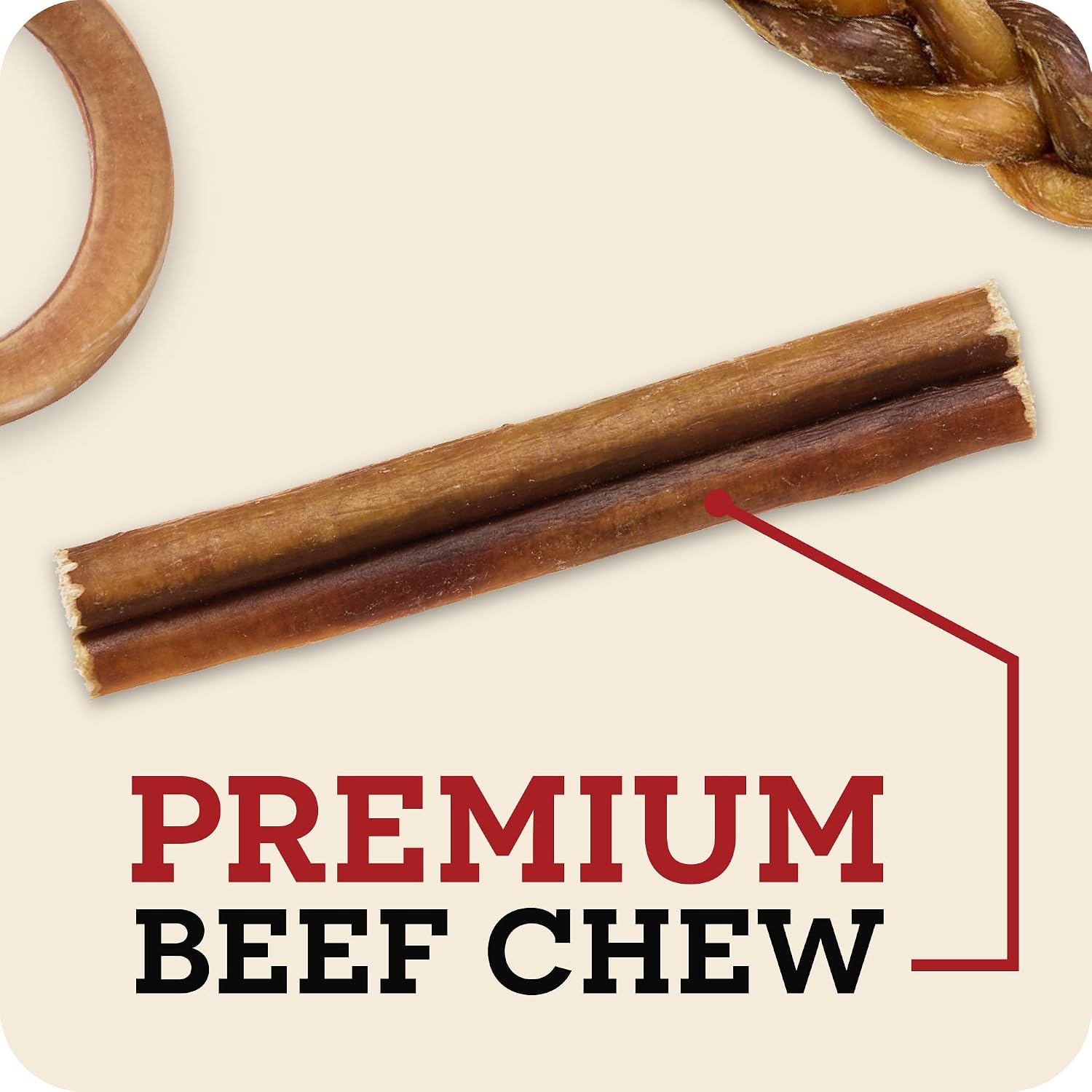 Redbarn Pet Products All-Natural Bully Stick Rings for Dogs - Long Lasting Rawhide Chew Treat - Case of 35 | Long-lasting dental treats