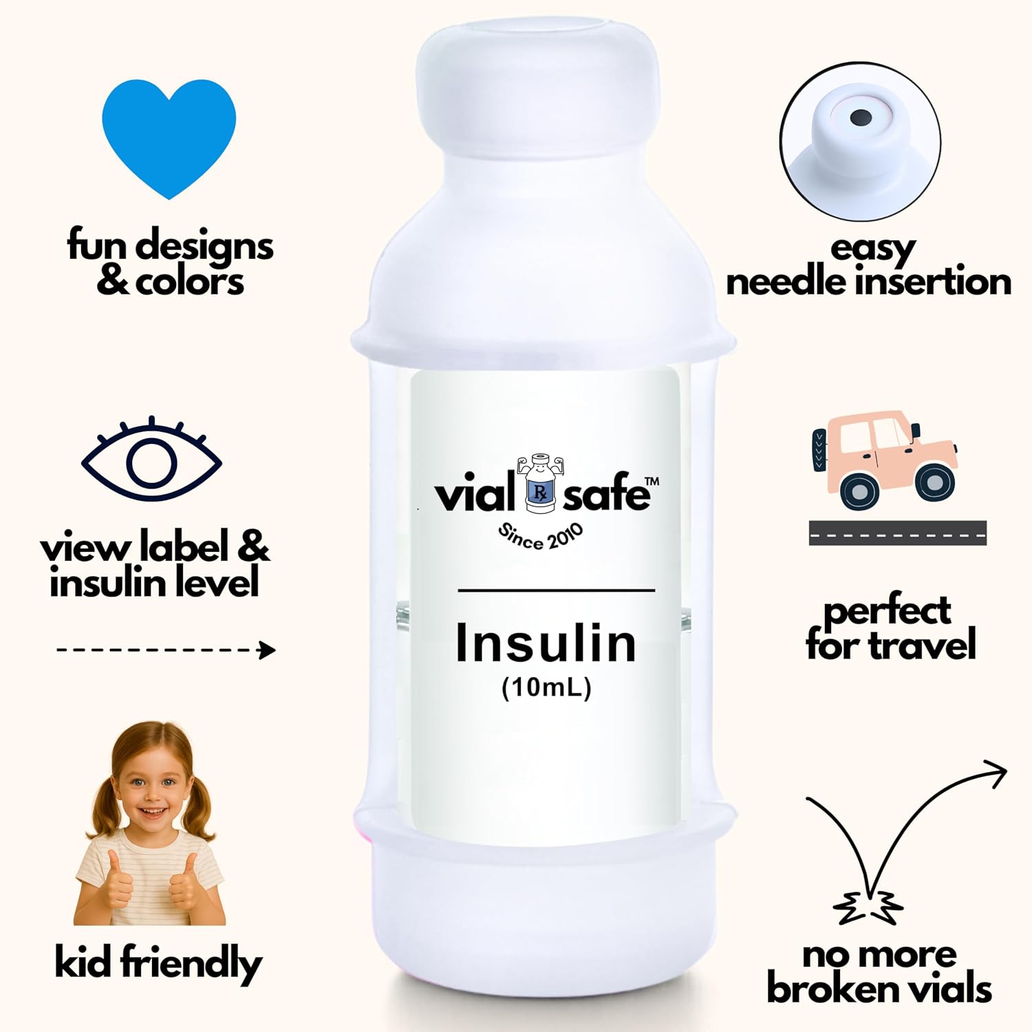 Vial Safe Silicone Insulin Vial Protector Case Cover 2-Pack Clear