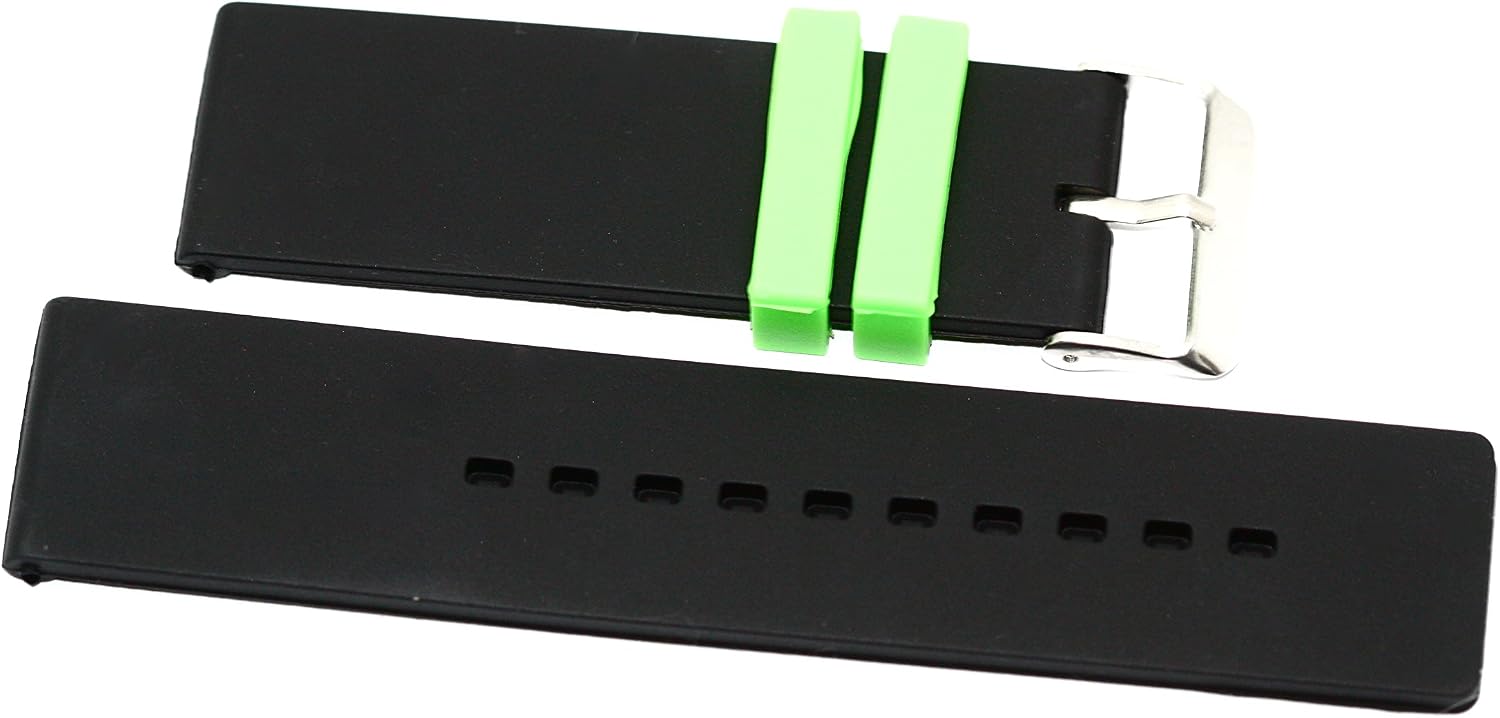 22MM Black Green Rubber Sport Diver Waterproof Watch Band Strap FIT Invicta