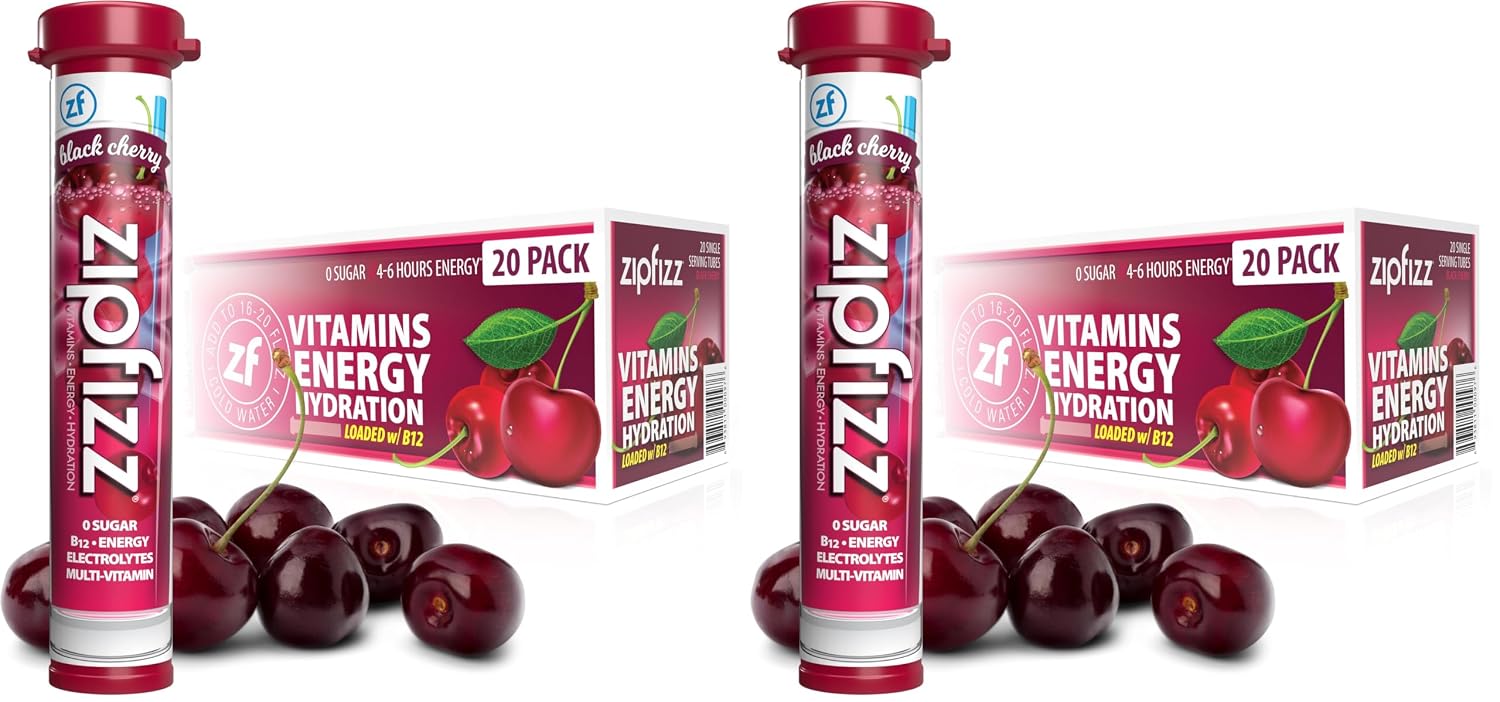 Zipfizz Energy Drink Powder, 20 Pack B12 Electrolyte - Pink Lemonade | Hydration tubes with vitamin drink benefits, 100mg caffeine, B12, electrolytes, & no artificial sugar for active lifestyle