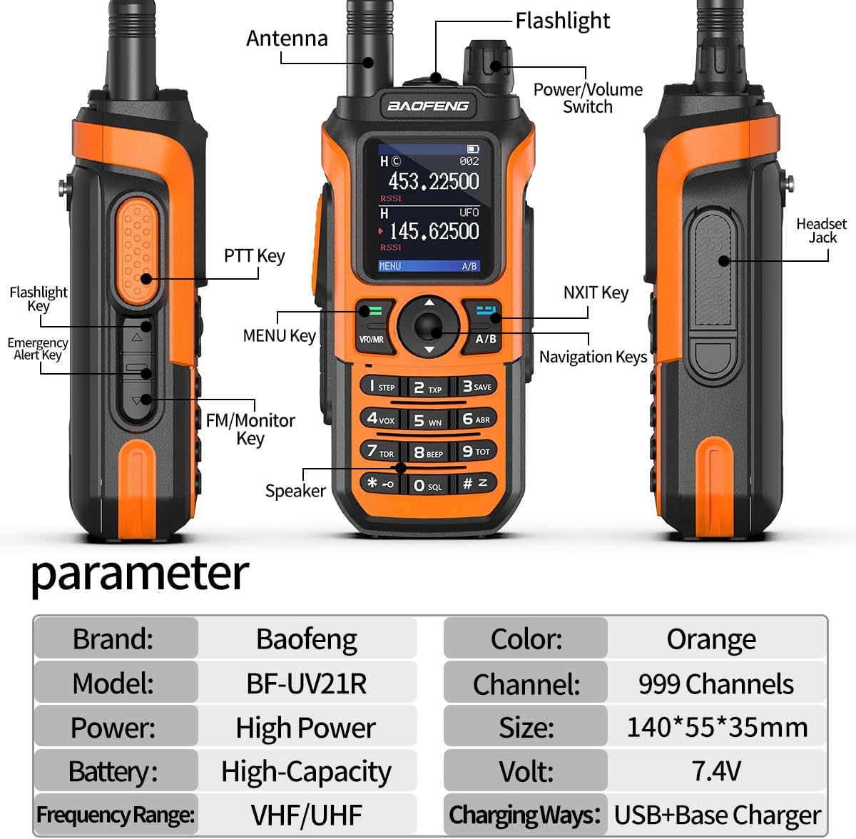 2 Pack BaoFeng UV-21R (Upgrade of UV-5R) Ham Radio Handheld Long Range Walkie Talkies UHF VHF Dual Band 2-Way Radio Full Kit with Type-C Cable