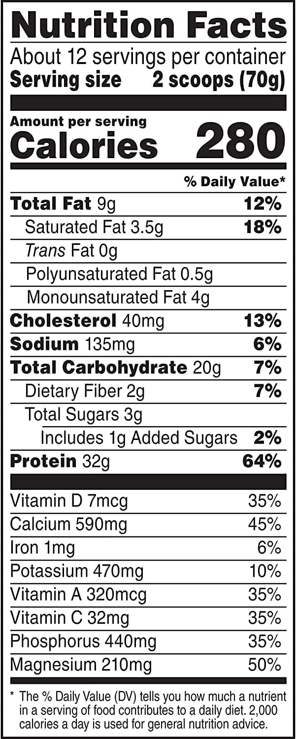 Muscle Milk Genuine Protein Powder, Chocolate, 1.93 Pounds, 13 Servings, 32g Protein, 2g Sugar, Calcium, Vitamins A, C & D, NSF Certified for Sport