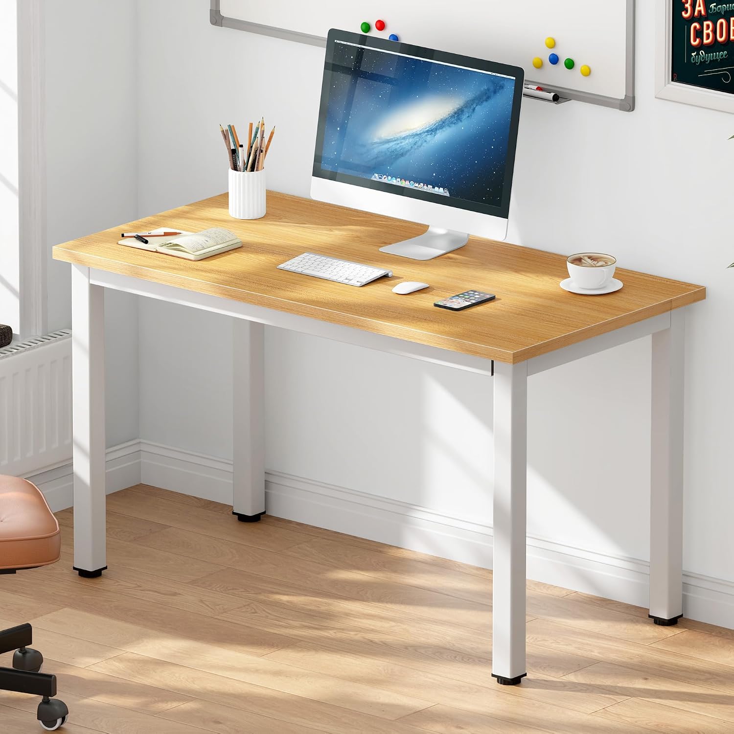 DlandHome 47 inches Medium Computer Desk for Bedroom, Retro