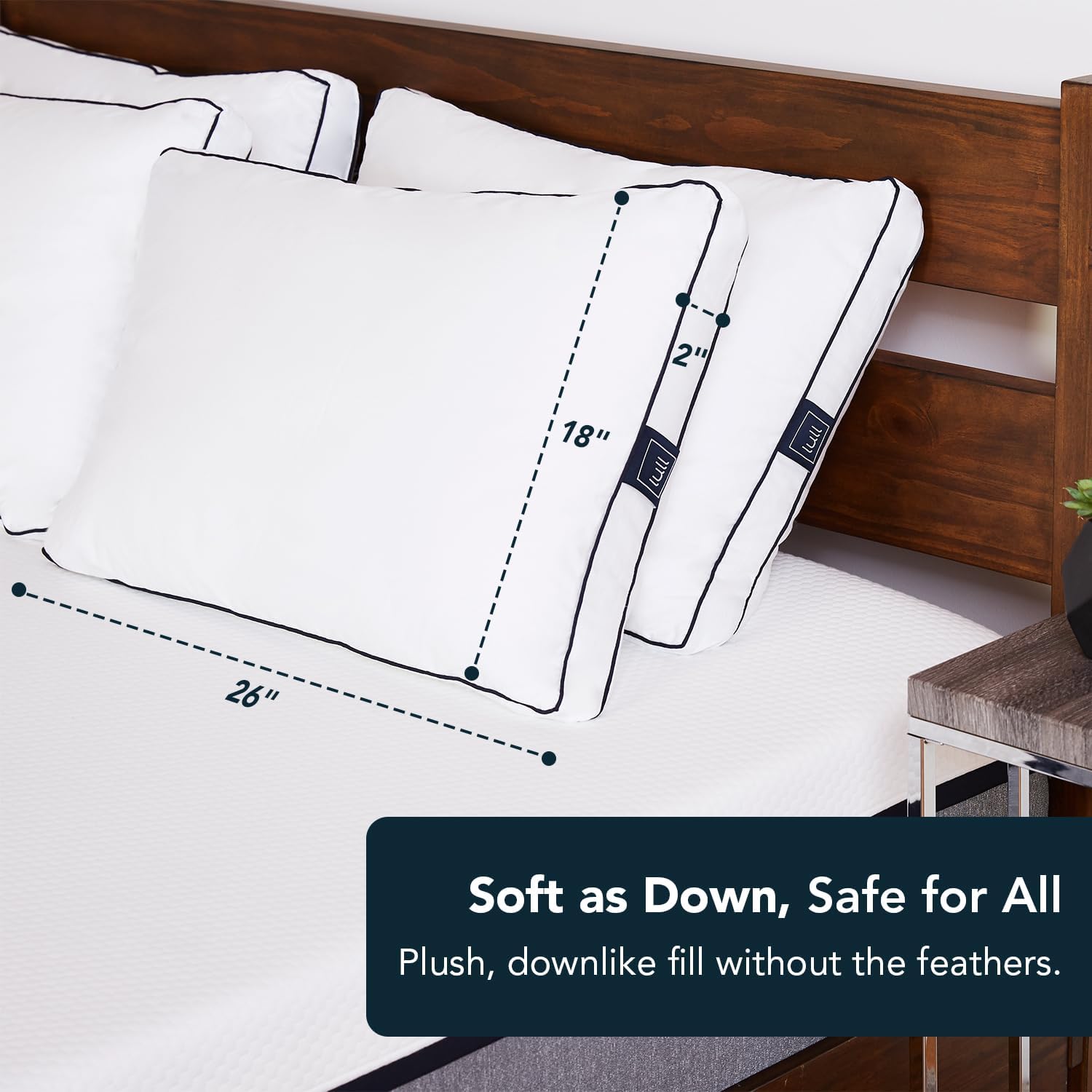 Lull Original 3-Layer Premium Hypoallergenic Pillow — Down Alternative for Neck & Spine Support — Bed Pillows for Sleeping — Cooling, Breathable, Machine Washable with 100-Night Trial — Standard Size