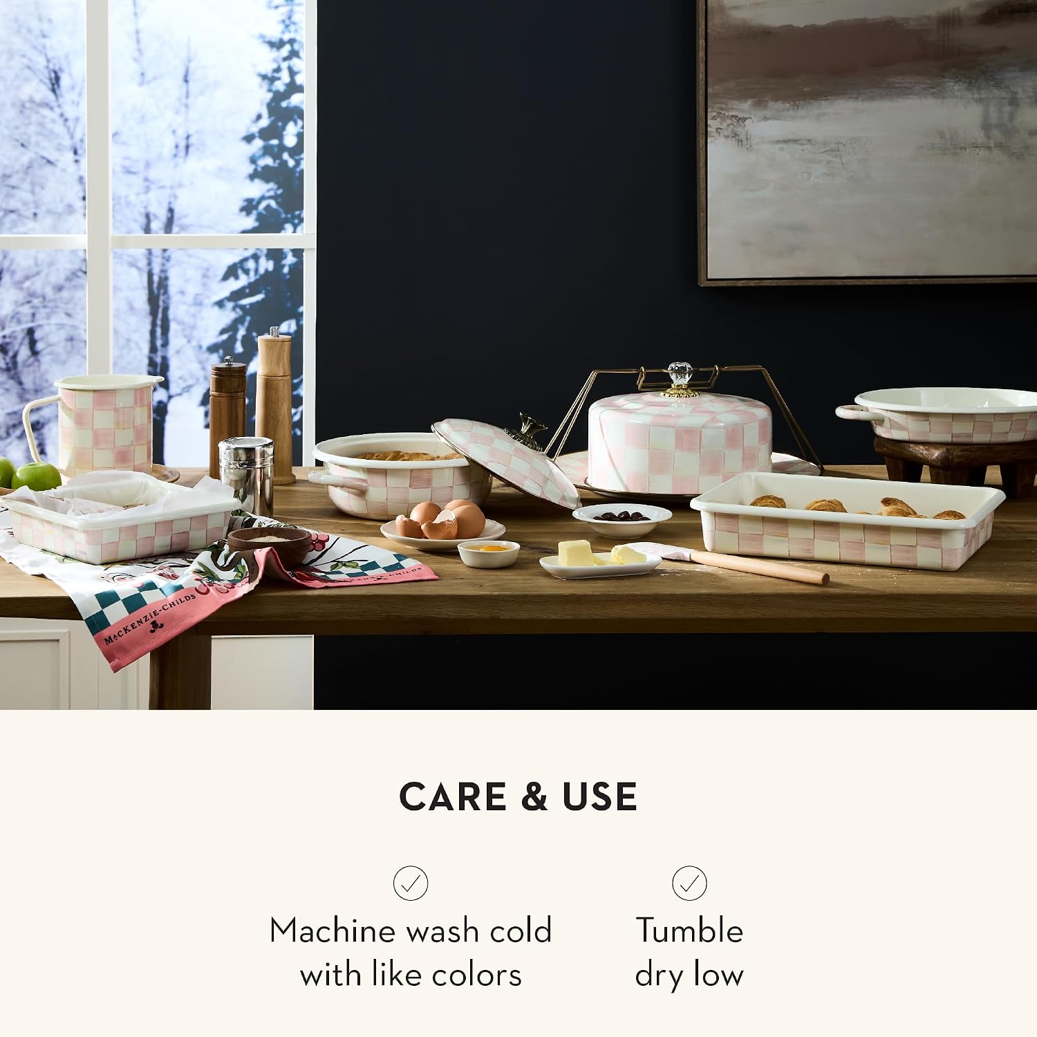 MACKENZIE-CHILDS Cotton Dish Towel, Hydrangea Tea Kettle