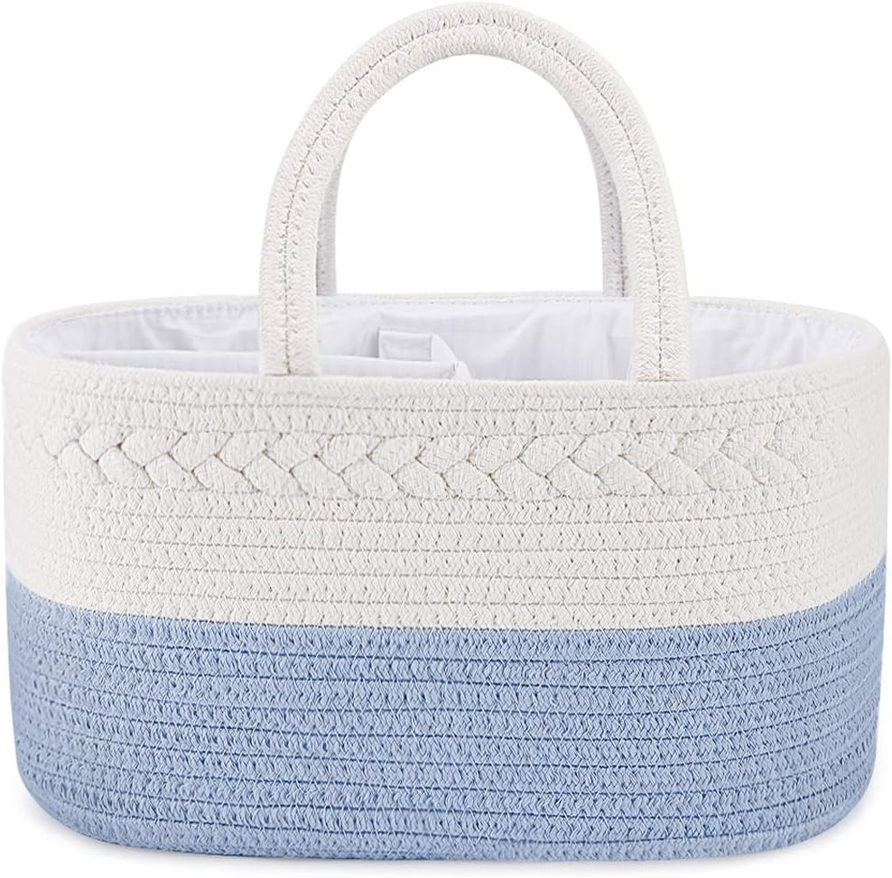 ABenkle Diaper Caddy Organizer - Cotton Rope Nursery Storage Basket for Baby Essentials, Boys & Girls Shower Gift, Changing Table Organizer
