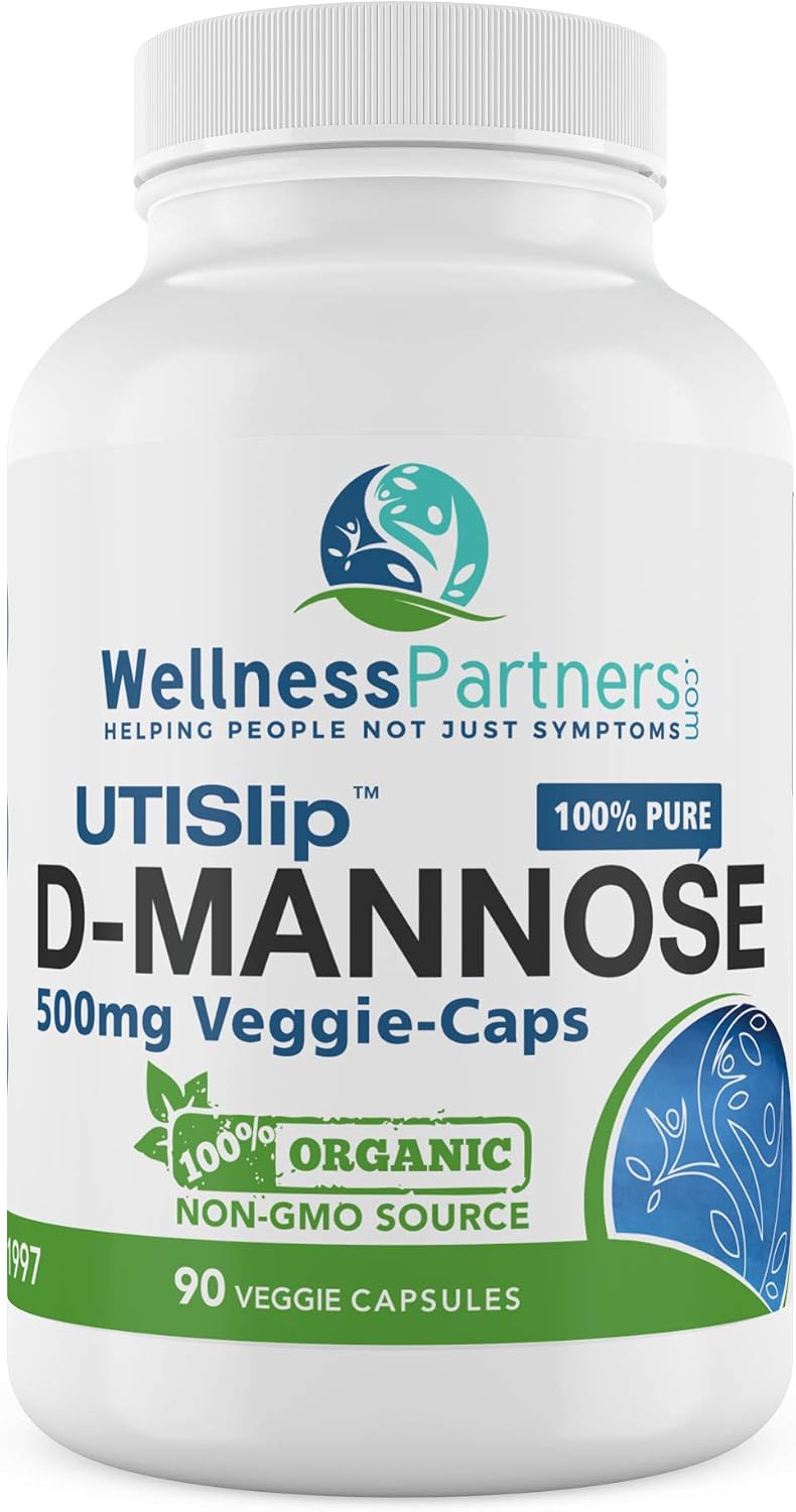 UTI Slip D-Mannose Non GMO Organic Source Veggie Capsules 90 Count (500 Mg)