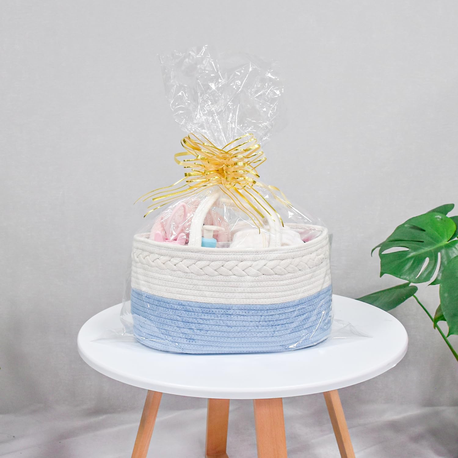 ABenkle Diaper Caddy Organizer - Cotton Rope Nursery Storage Basket for Baby Essentials, Boys & Girls Shower Gift, Changing Table Organizer