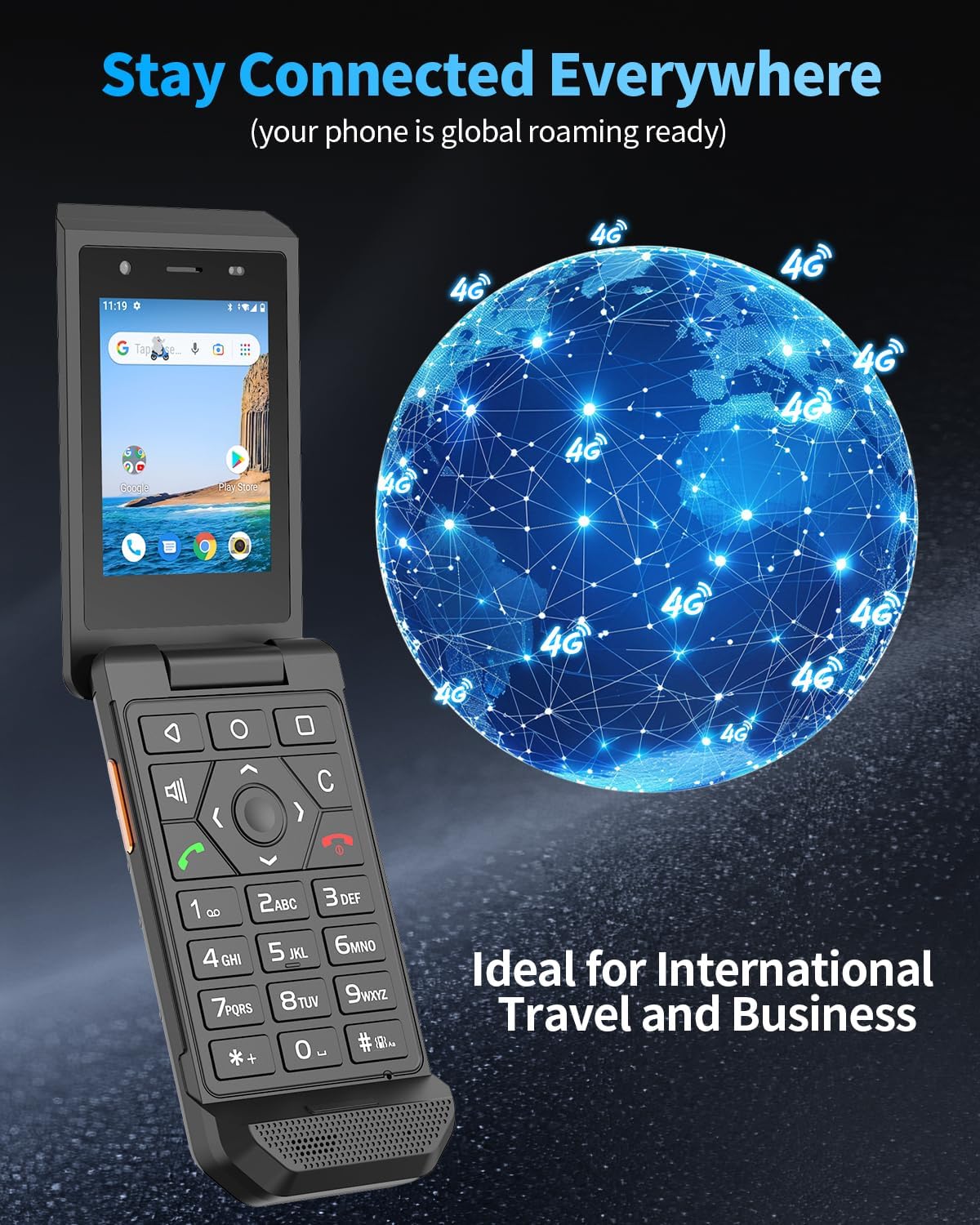 Rugged Flip Phone Unlocked, 4G LTE 2.8'' Touchscreen Smart Cell Phone Android 11, 100dB Speaker GPS MIL-STD IP68 Waterproof Dust-proof Drop-proof